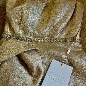 Mac Duggal One Shoulder Metallic Gown